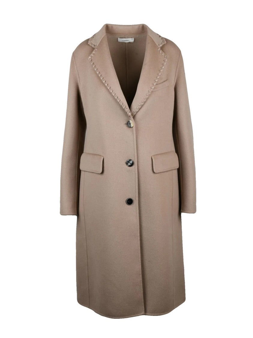 Maliparmi Tailored Wool Long Coat With Whipstitch Detail