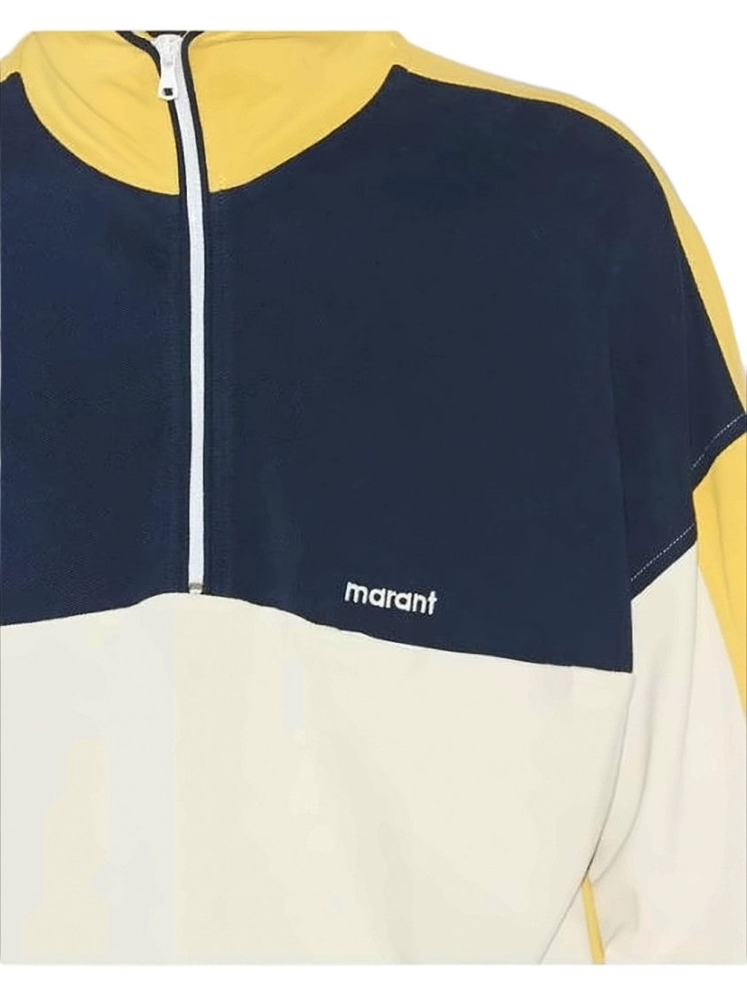 Isabel Marant Color-Blocked Half-Zip Hoodie With High Collar