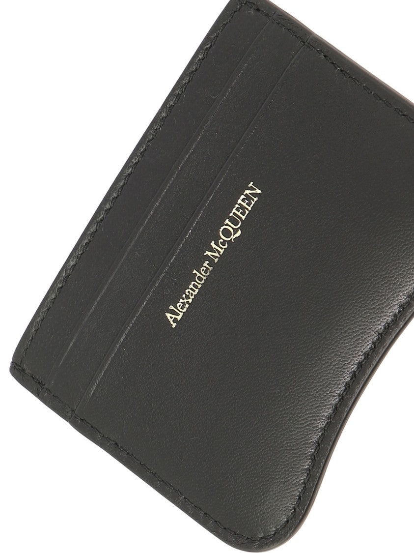 Alexander Mcqueen Black Leather Wallet With Design