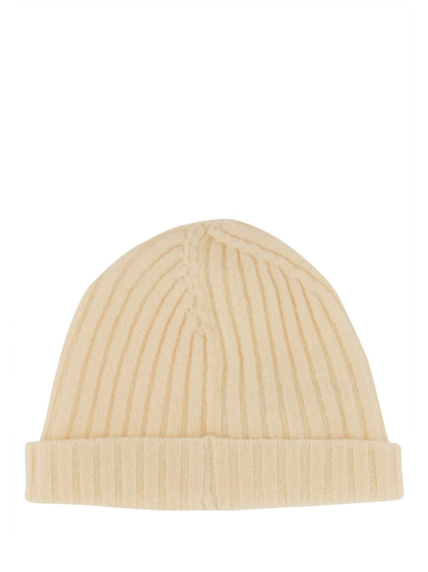 Jil Sander Ribbed Wool Beanie Hat With Folded Cuff