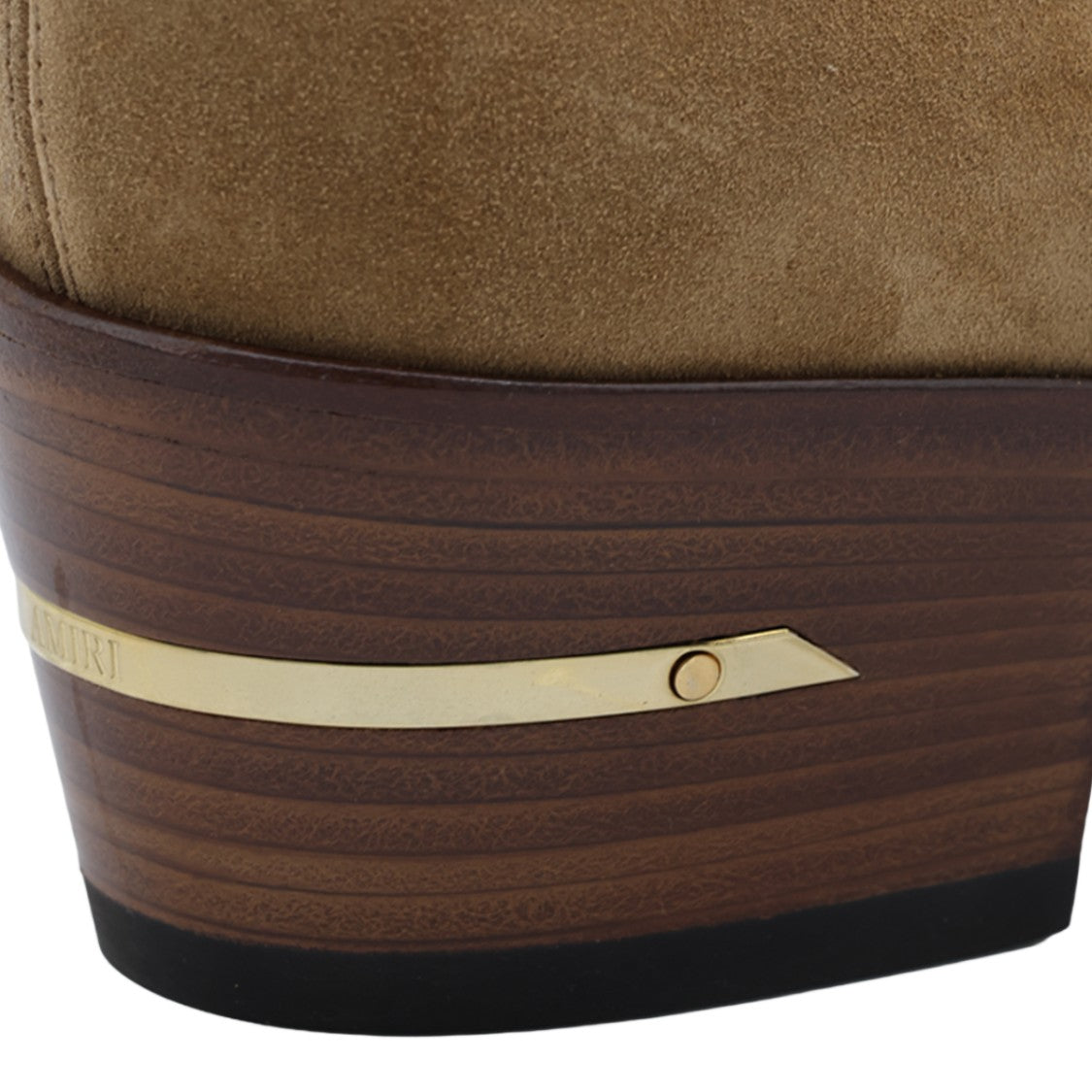 Amiri Tan Suede Pointed-Toe Wooden Heel Boots