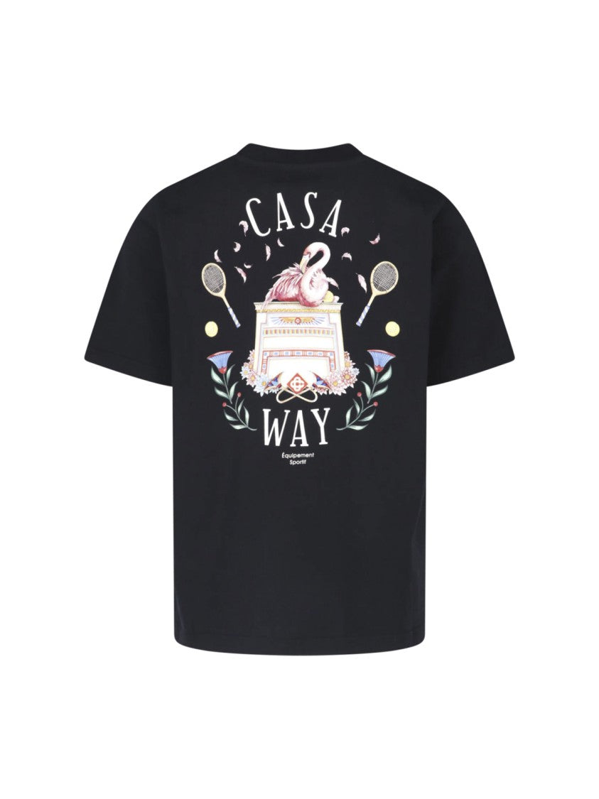 Casablanca Black Graphic T-Shirt With Casa Way Motif