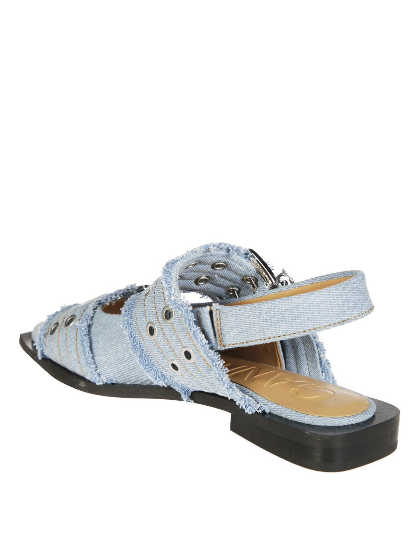 Ganni Charms Denim Ballerina