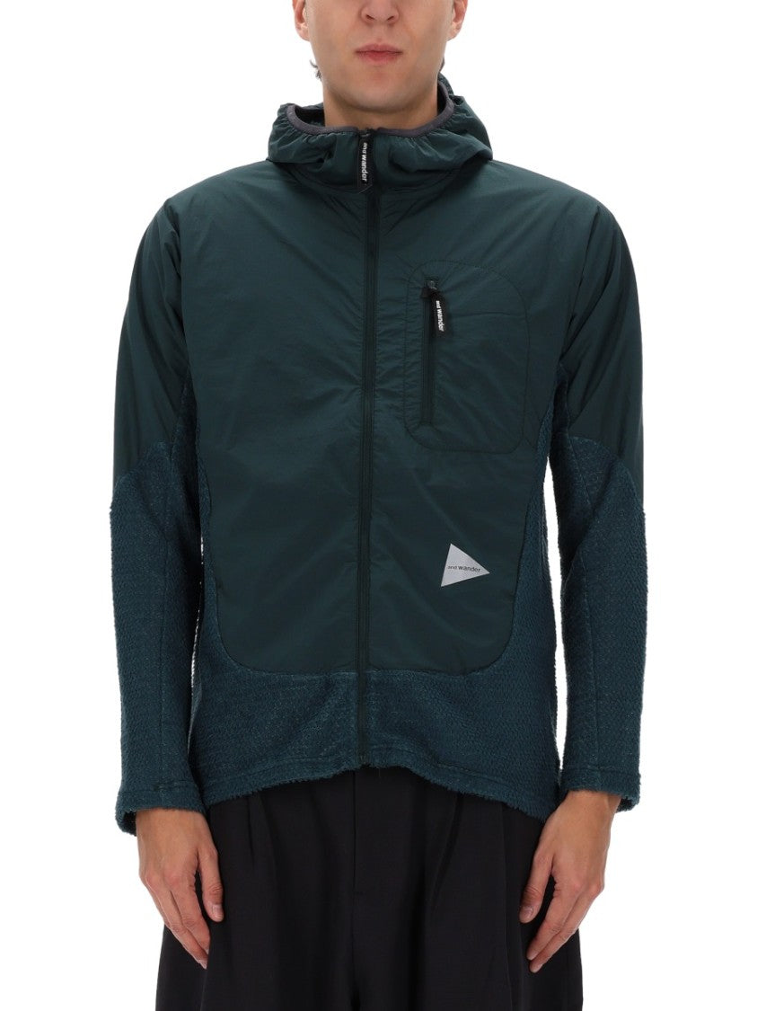 And Wander Green Alpha Direct Polyester Hooded Jacket