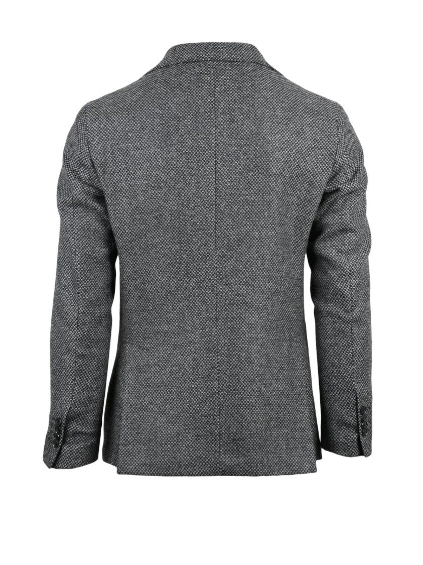 Luigi Bianchi Rounded Black And White Jacket With Button Closure
