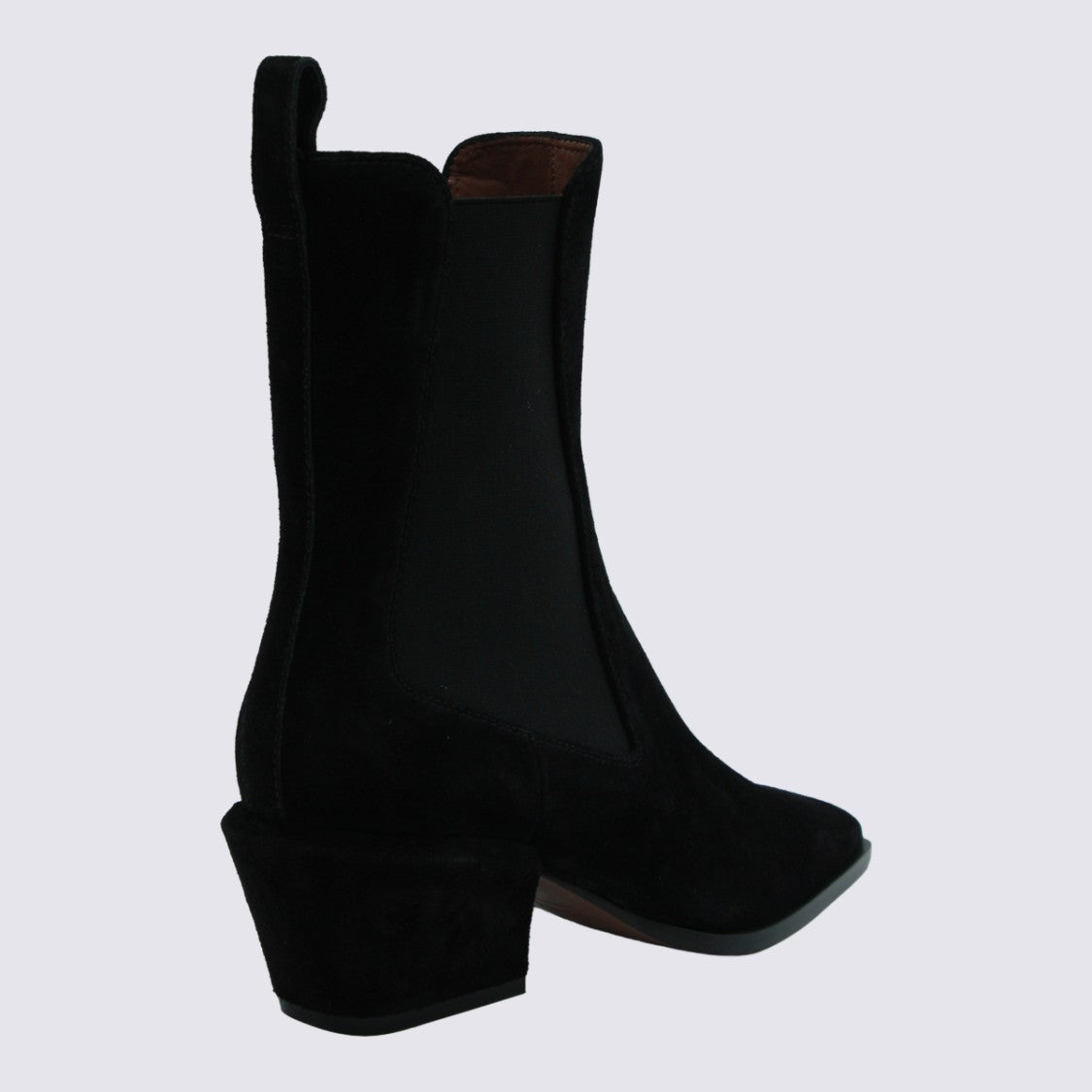 Paris Texas Pointed Toe Black Boots With Mid-Height Block Heel