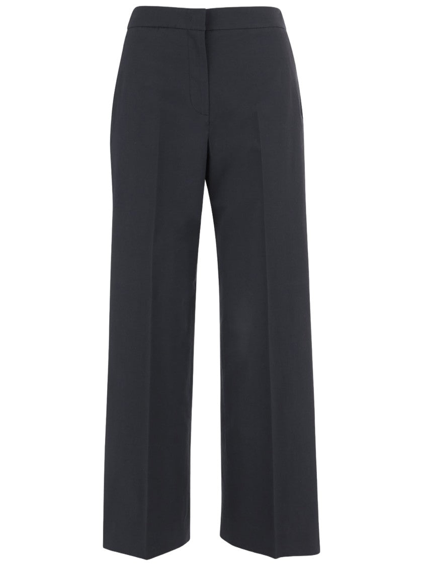 Ql2 Wide-Leg Navy Trousers With Elasticated Back