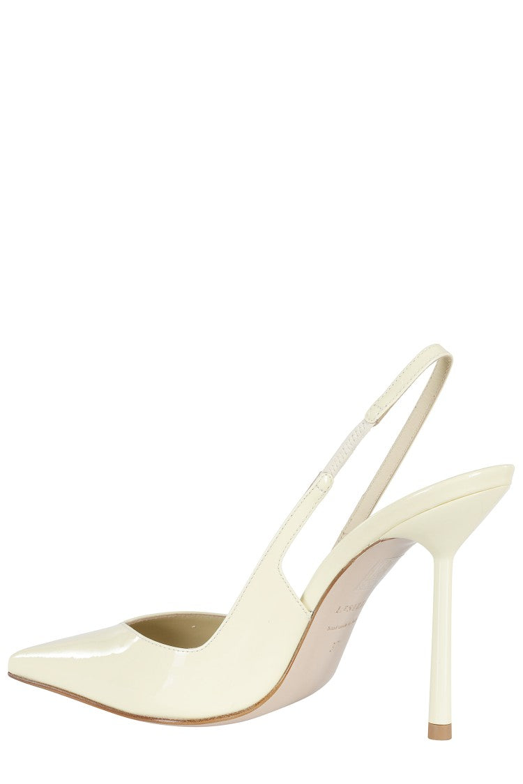 Le Silla Yellow Chanel Vivienne Open-Heel Leather Pumps