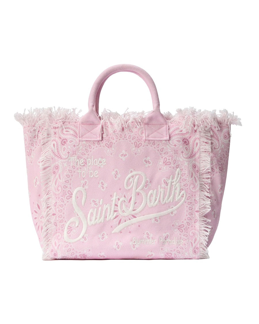Mc2 Saint Barth Round Tote Bag With Fringed Edges And Logo