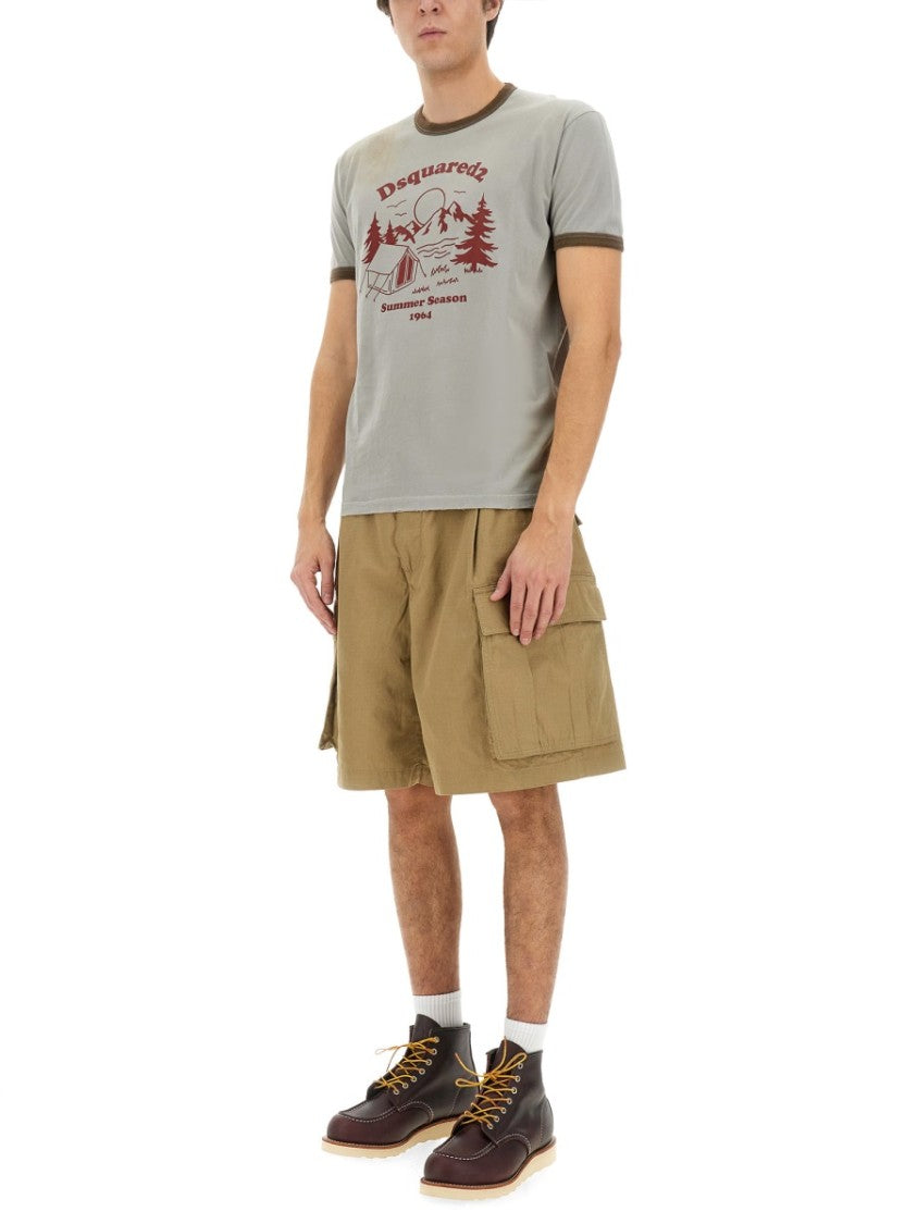 Dsquared2 Vintage Print Relaxed-Fit T-Shirt With Contrasting Trim