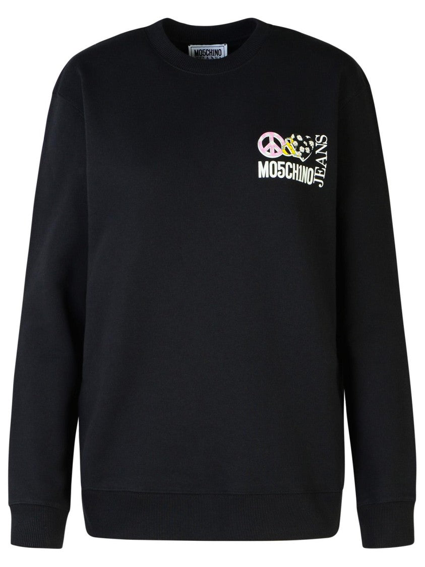 Moschino Jeans Black Cotton Sweatshirt