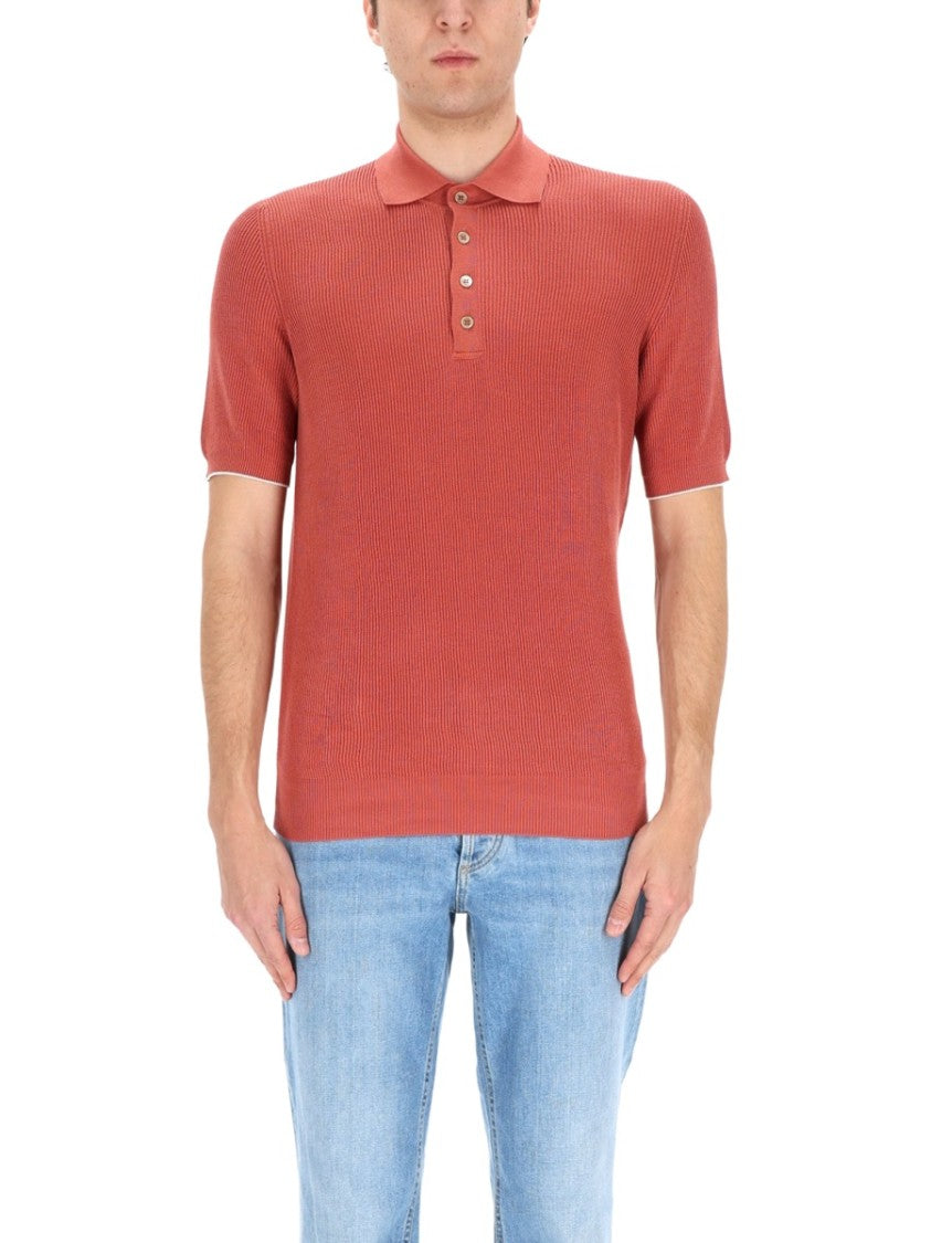 Brunello Cucinelli Ribbed Cotton Polo Shirt