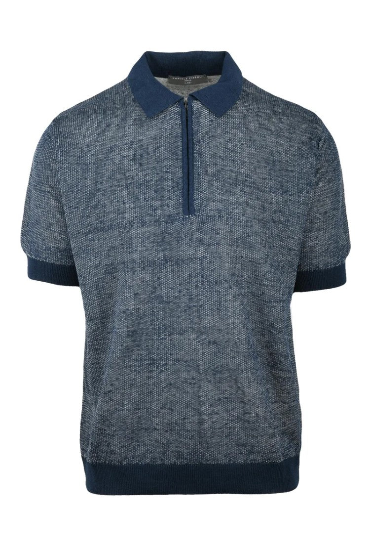 Daniele Fiesoli Blue Linen Cotton Knit Polo