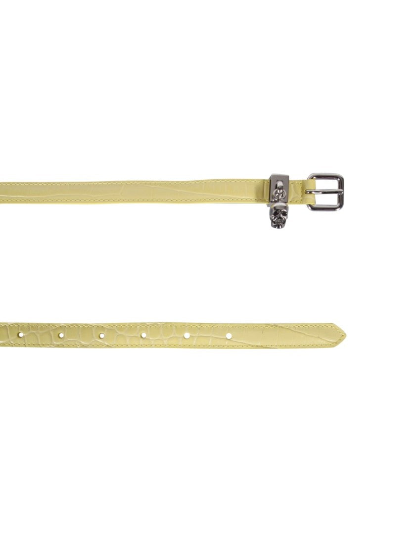 Alexander Mcqueen Double Belt With Skull And Pavè