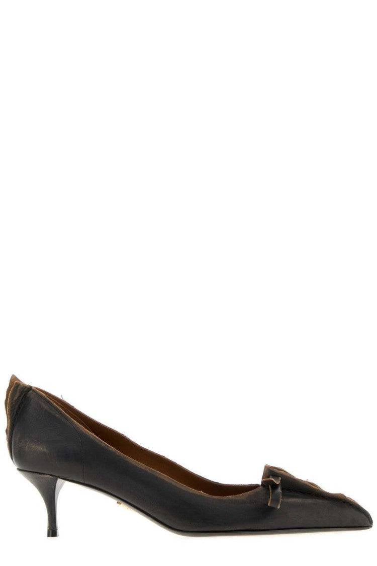 Prada Classic Brown Heel Shoes With Smooth Finish