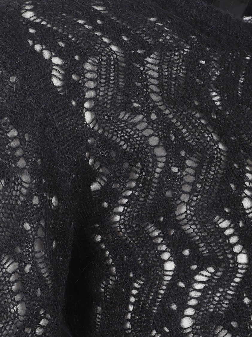 Pinko Lace-Patterned Semi-Sheer Knit Top