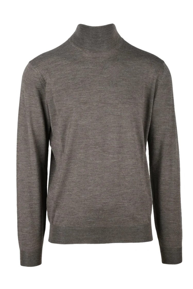 Filippo De Laurentiis Brown Merino Wool Men's Merino Wool Turtleneck