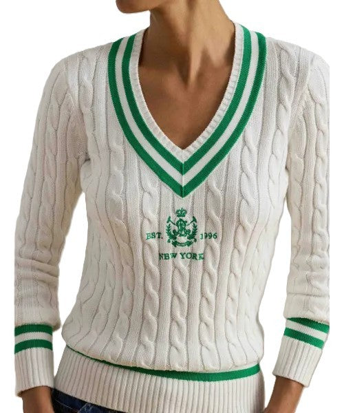 Lauren Ralph Lauren White Meren Linen Pullover Sweater