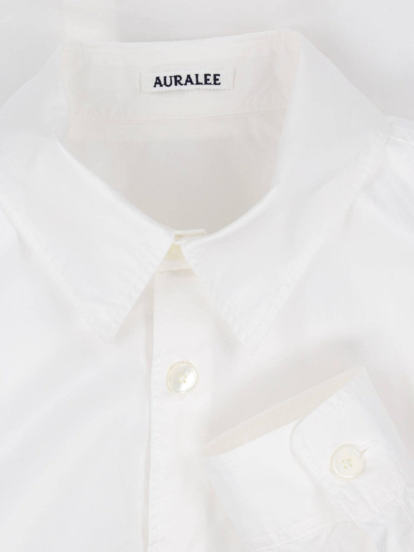 Auralee White Classic Collar Cotton Shirt