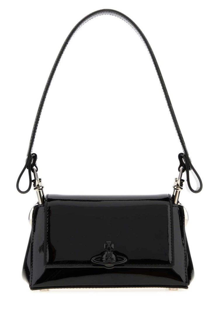 Vivienne Westwood Black Leather Small Hazel Shoulder Bag
