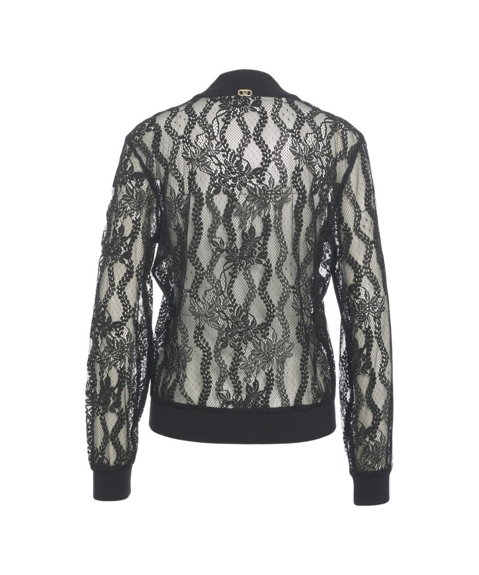 Liu Jo Delicate Floral Lace Bomber Jacket