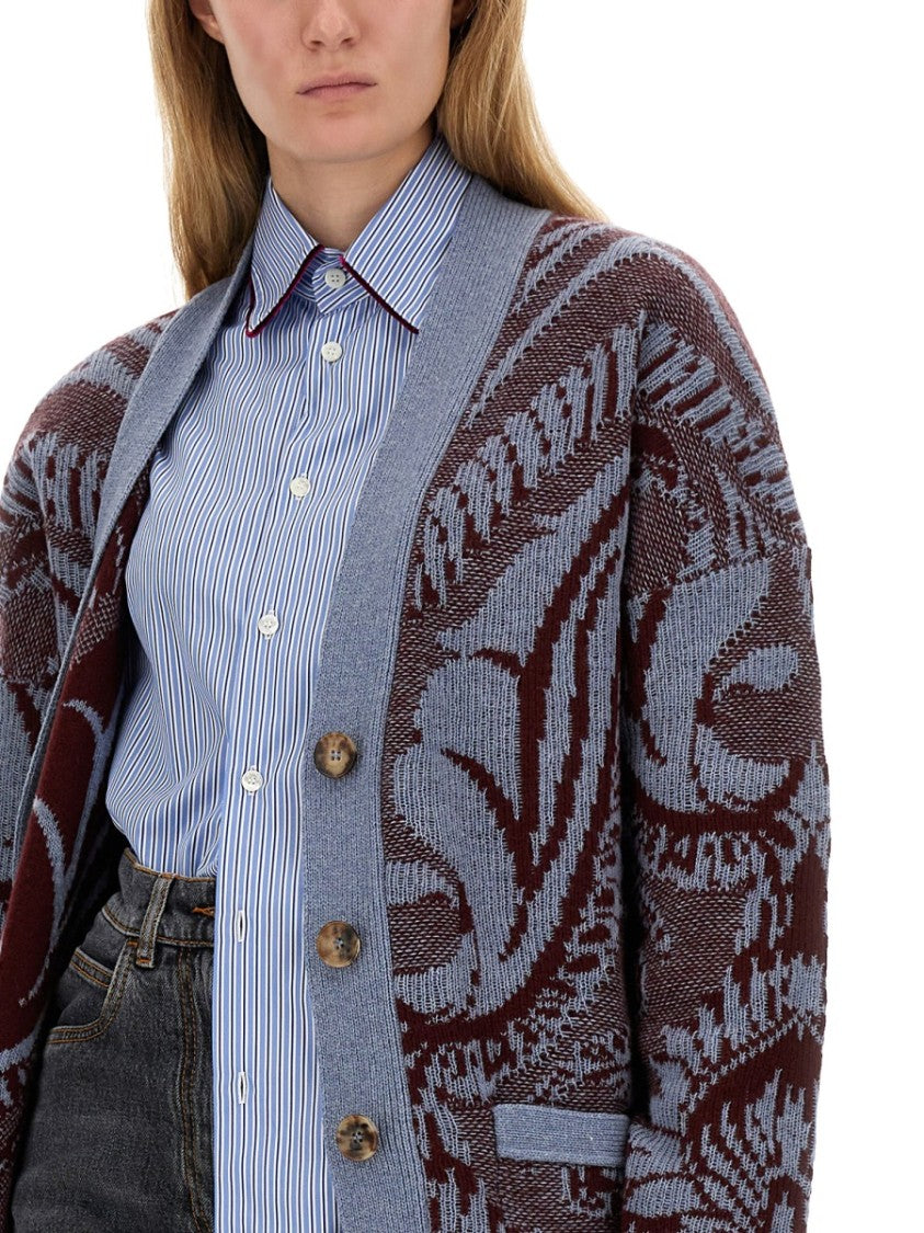 Etro Patterned Oversized Wool Cardigan
