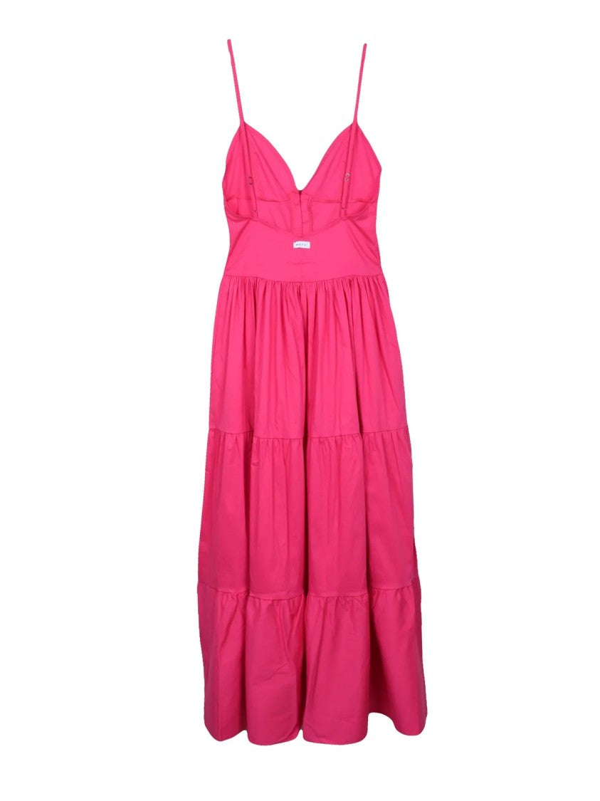 Me Fui Fuchsia Tiered Spaghetti Strap Maxi Dress