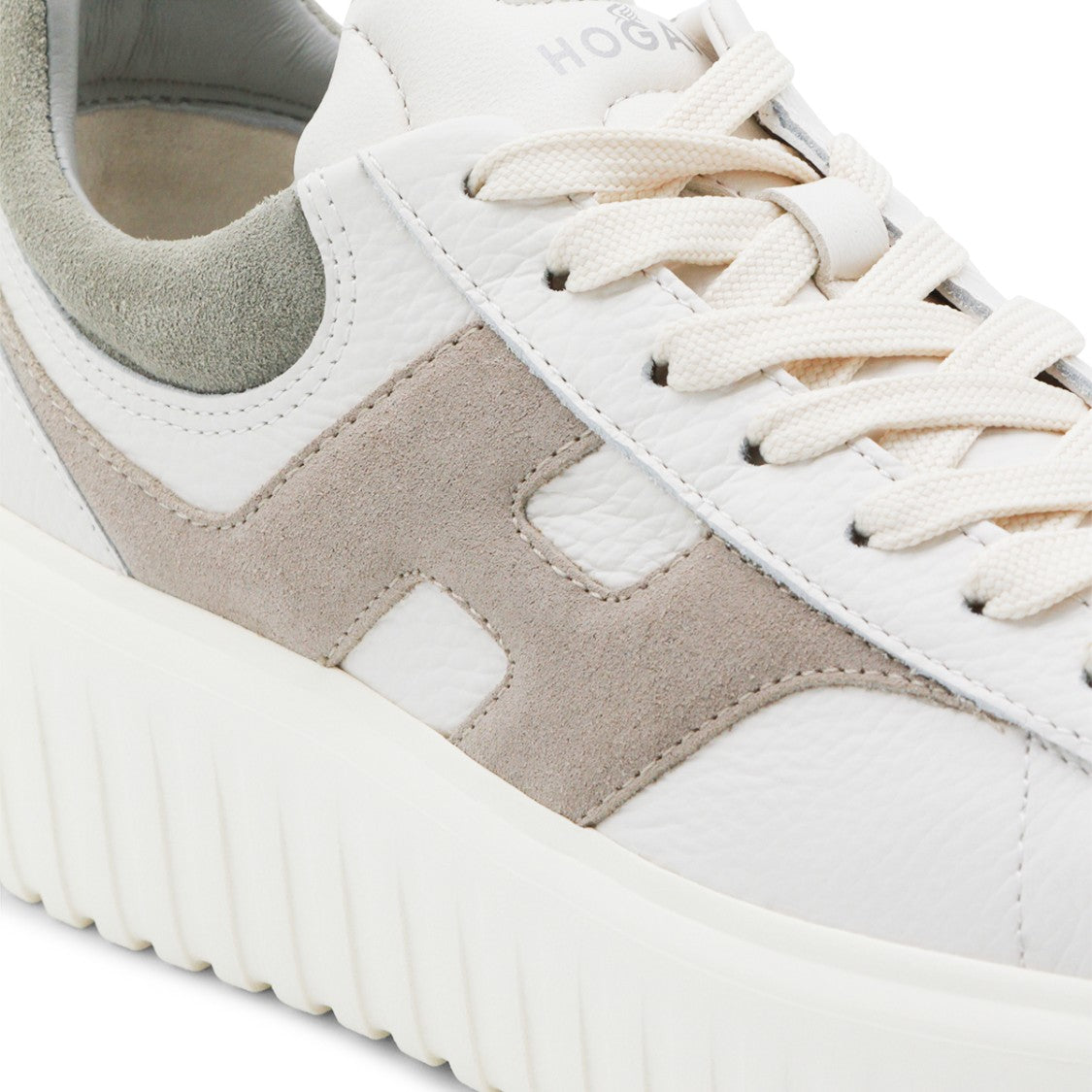 Hogan White And Beige Leather Sneakers