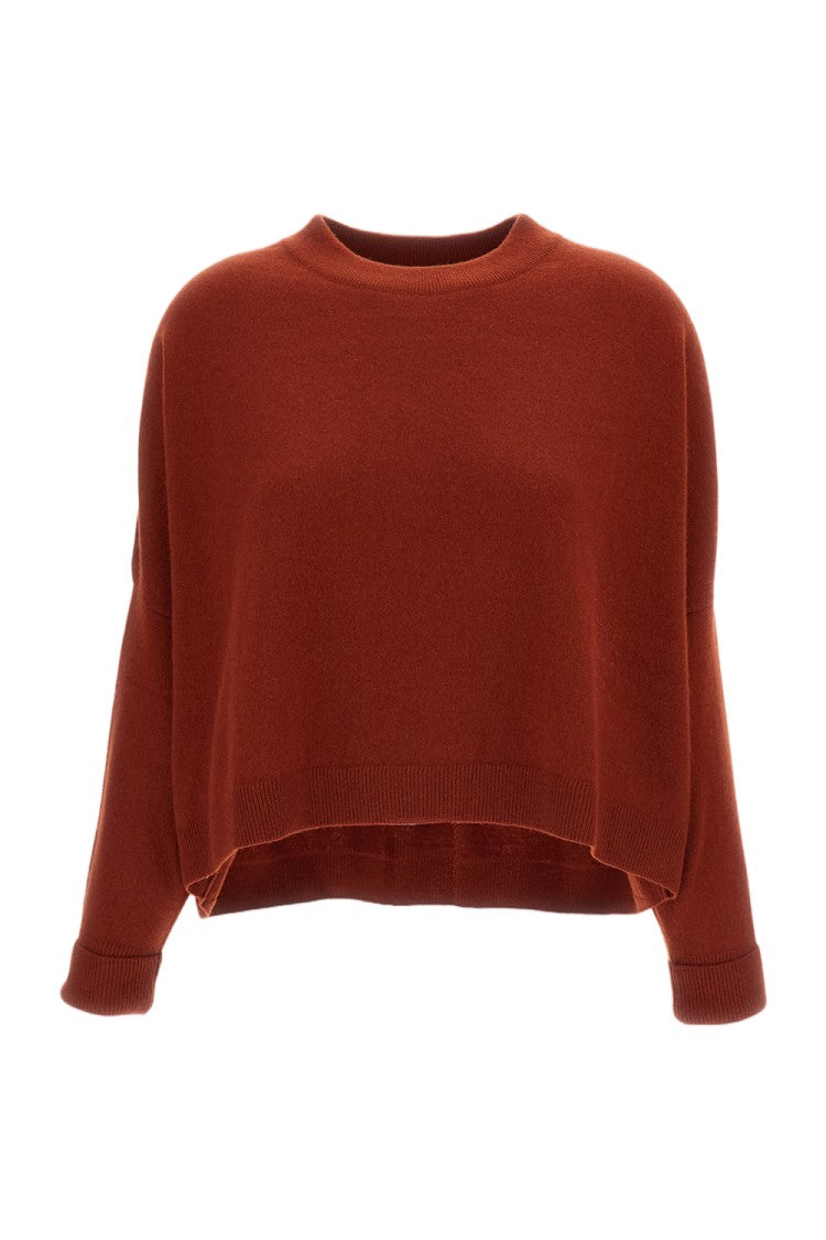 Dusan Orange Oversized Asymmetric Pure Cashmere Crewneck Sweater