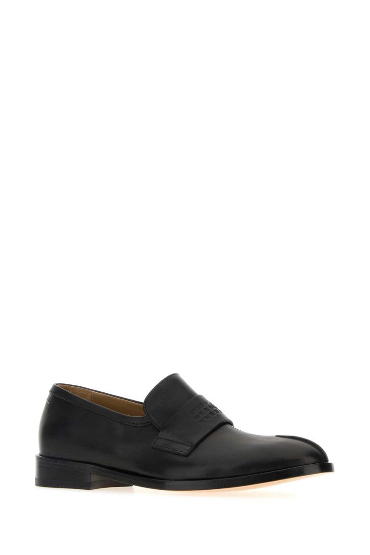 Mm6 By Maison Margiela Polished Black Leather Loafers With Classic Penny Strap
