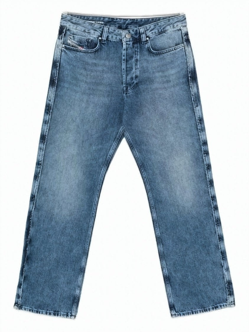 Diesel Faded Blue Flared Denim Jeans With Classic Five-Pocket Design