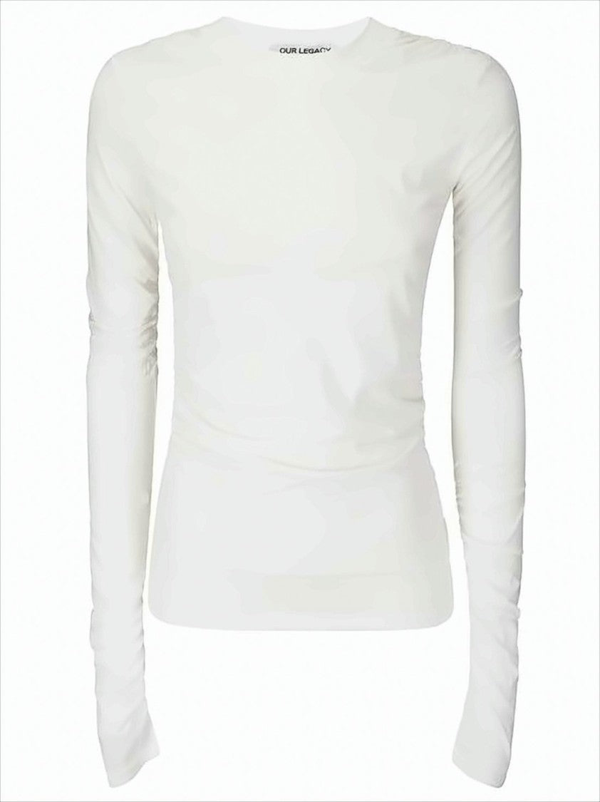 Our Legacy Fitted White Long-Sleeve Top With Subtle Ruching