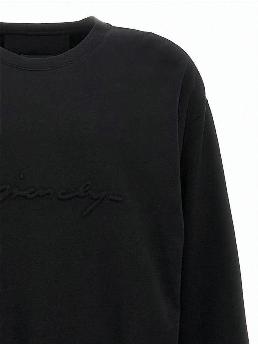 Givenchy Relaxed Fit Long Sleeve Black Sweatshirt With Tonal Embroidery
