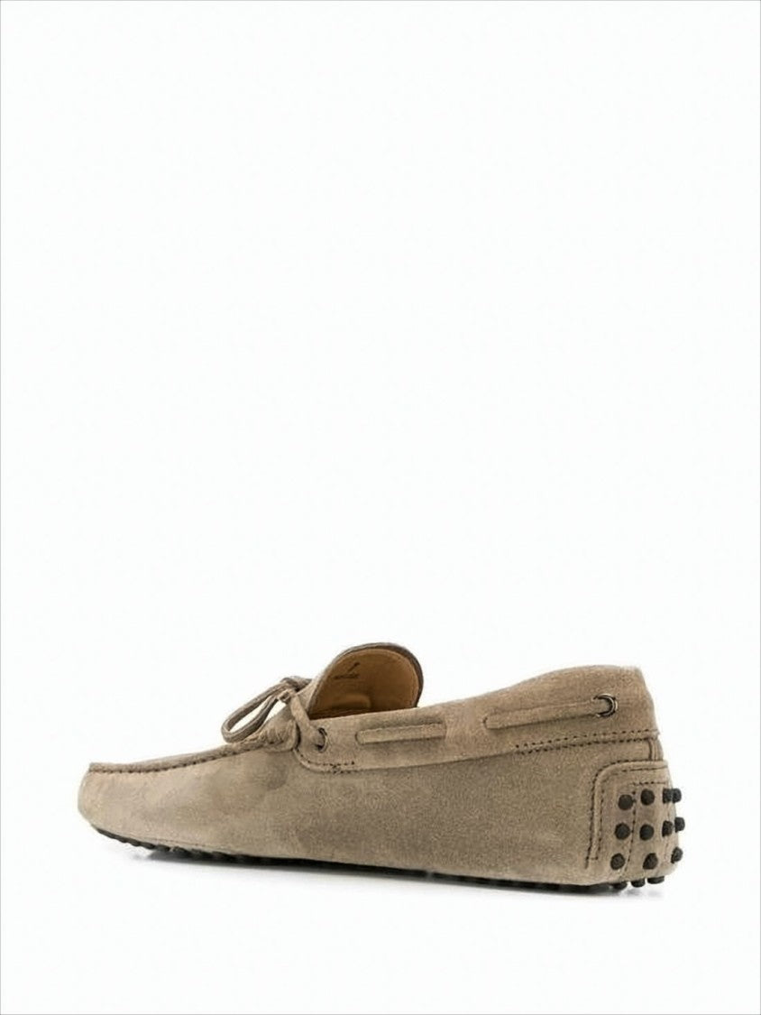 Tod's Brown Suede Moccasin-Toe Loafers With Lace-Up Design