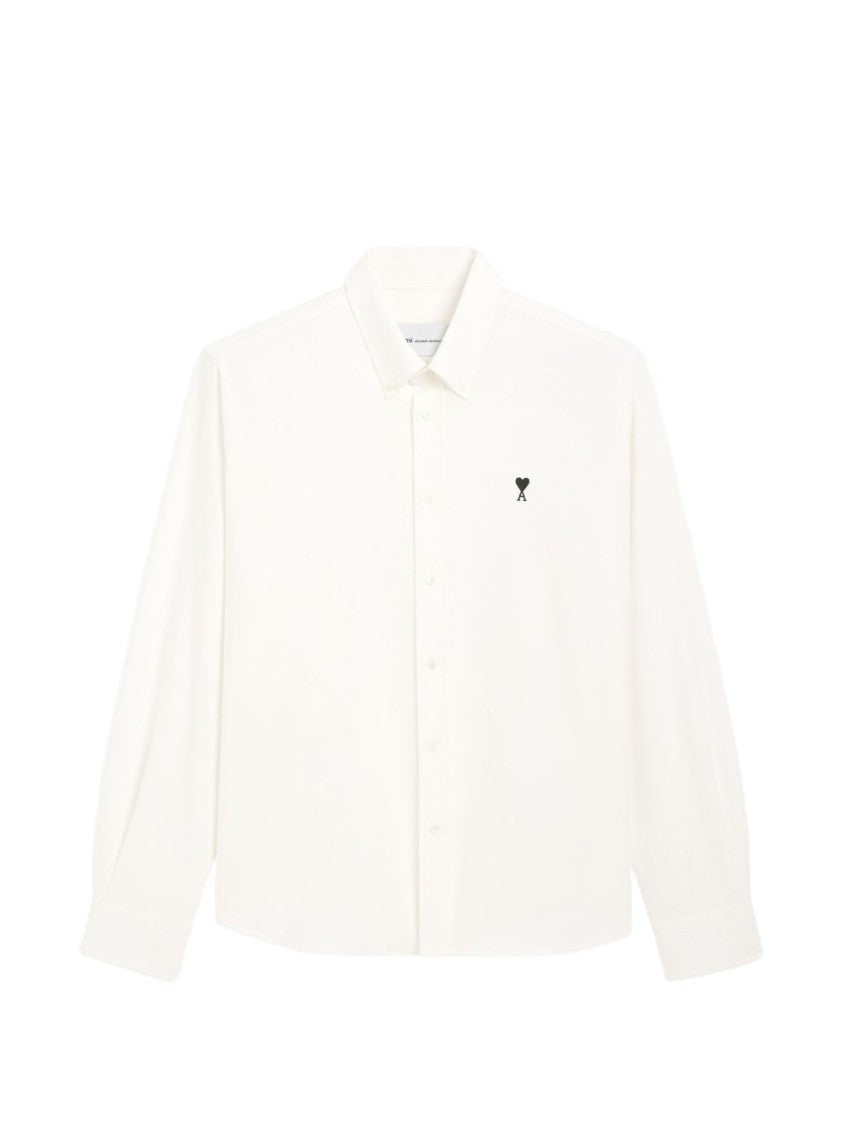 Ami Paris Button-Down Shirt With Embroidered Heart And Letter 'A'
