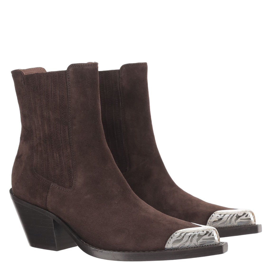 Paris Texas Pointed-Toe Suede Ankle Boots With Metallic Detailing