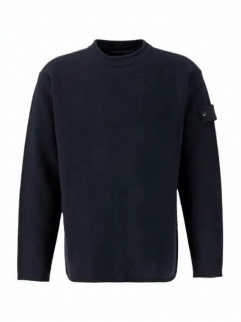 Stone Island Crew Neck Dark Navy Wool Sweater