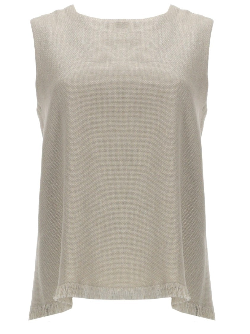 Max Mara Anika Boxy Linen-Blend Sleeveless Top