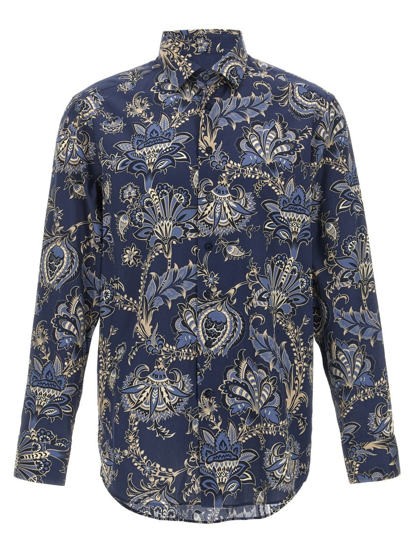 Etro Maxi Floral Print Cotton Shirt