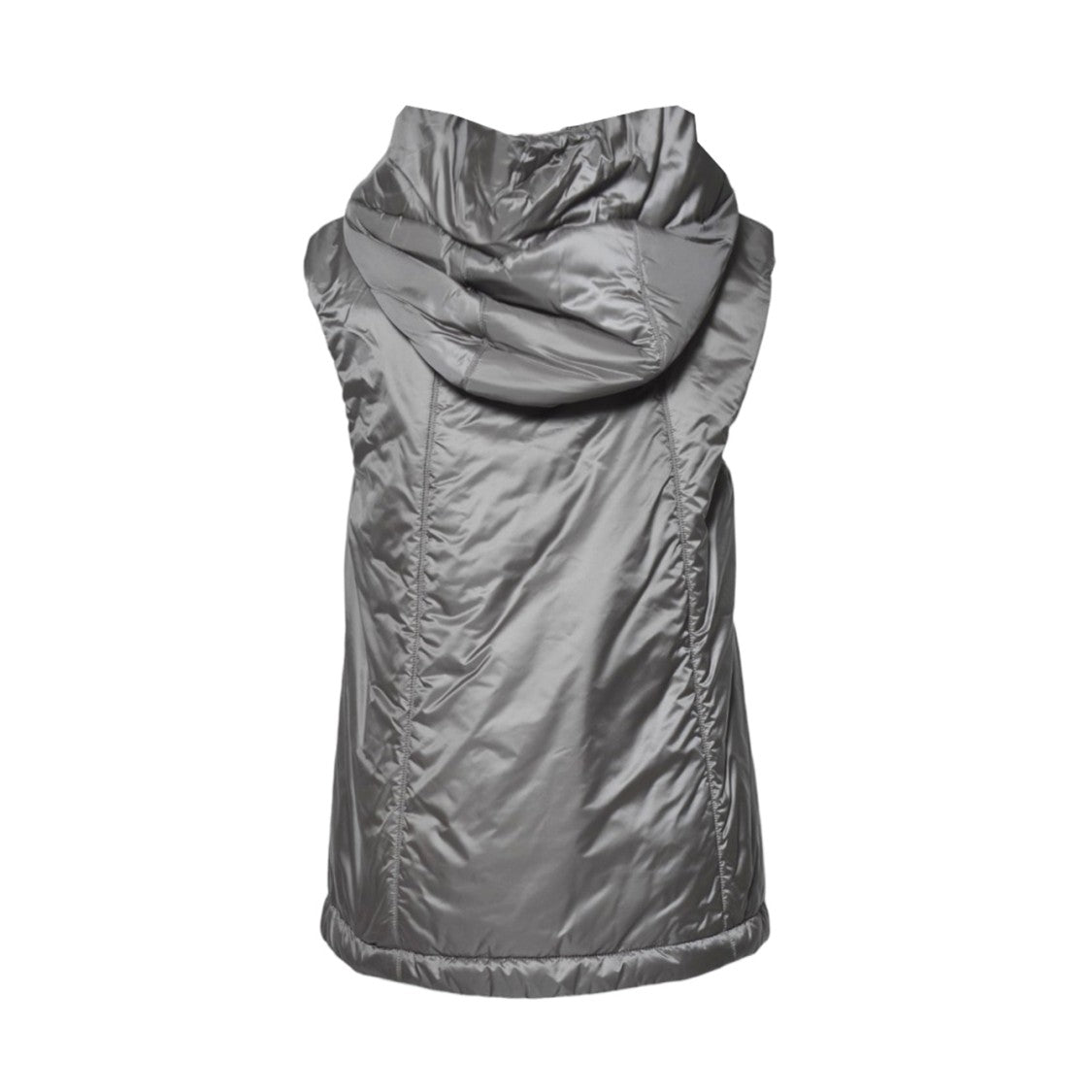 Max Mara Hooded Sleeveless Vest With Shiny Exterior And Relaxed Silhouette