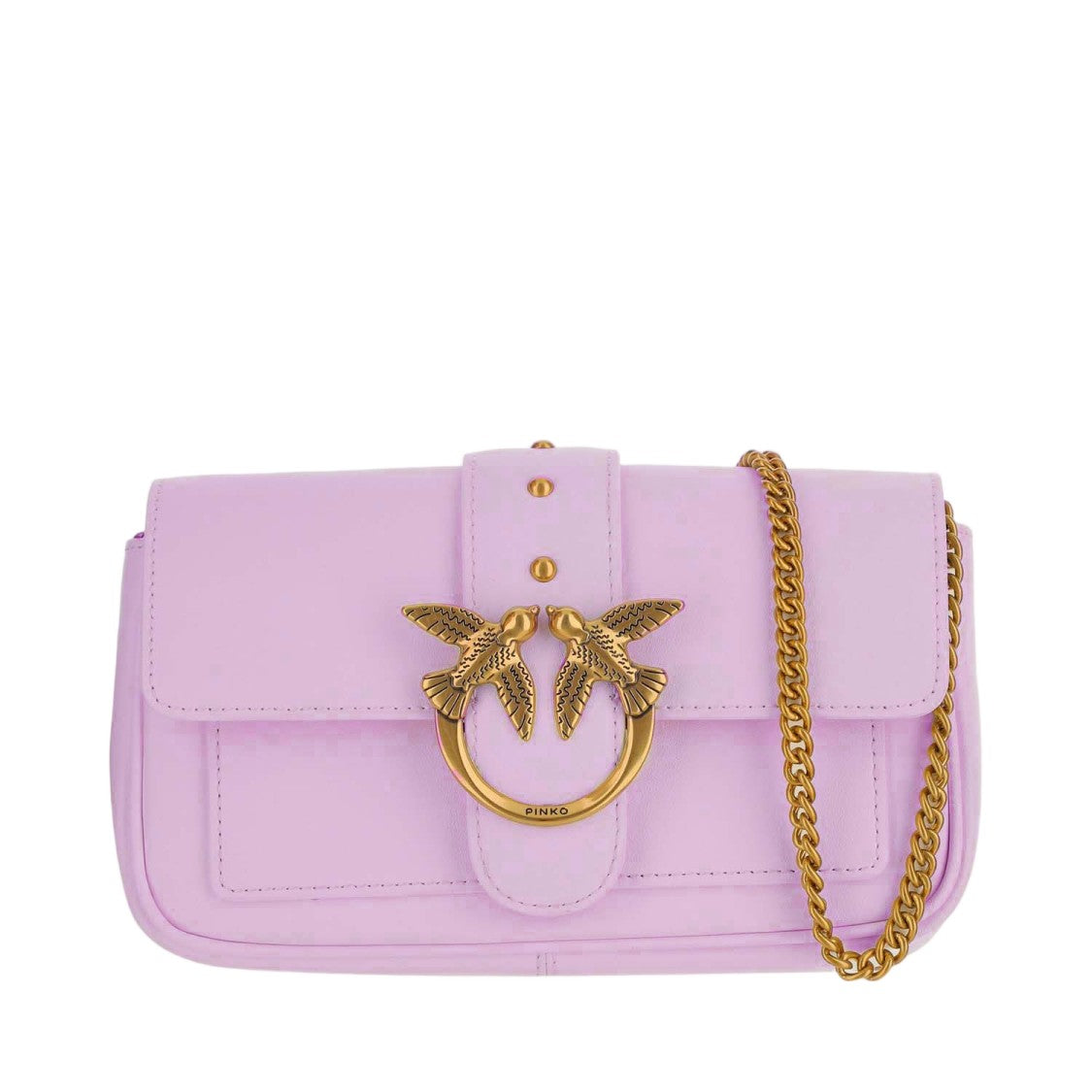 Pinko Leather Bag With Love Birds Diamond Cut Buckle