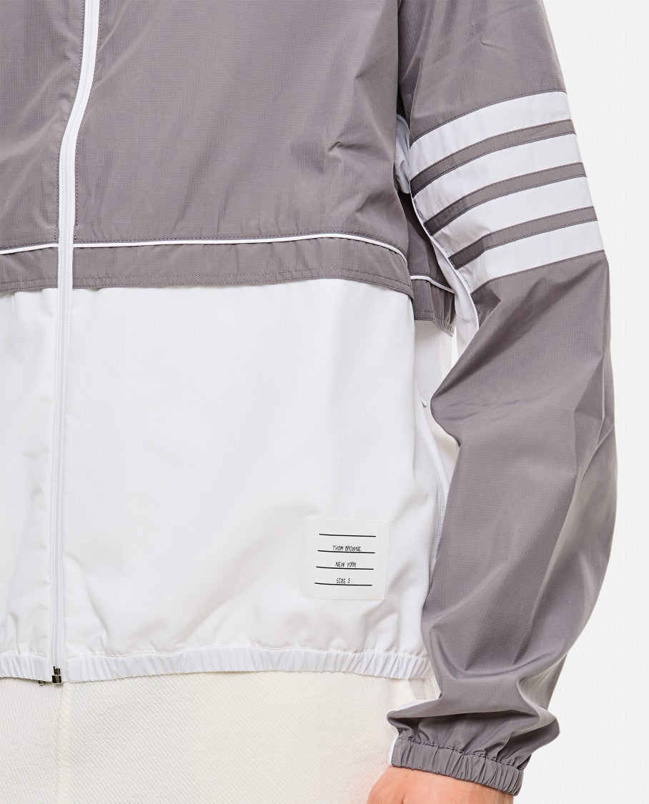 Thom Browne High Collar Grey Color Block Jacket