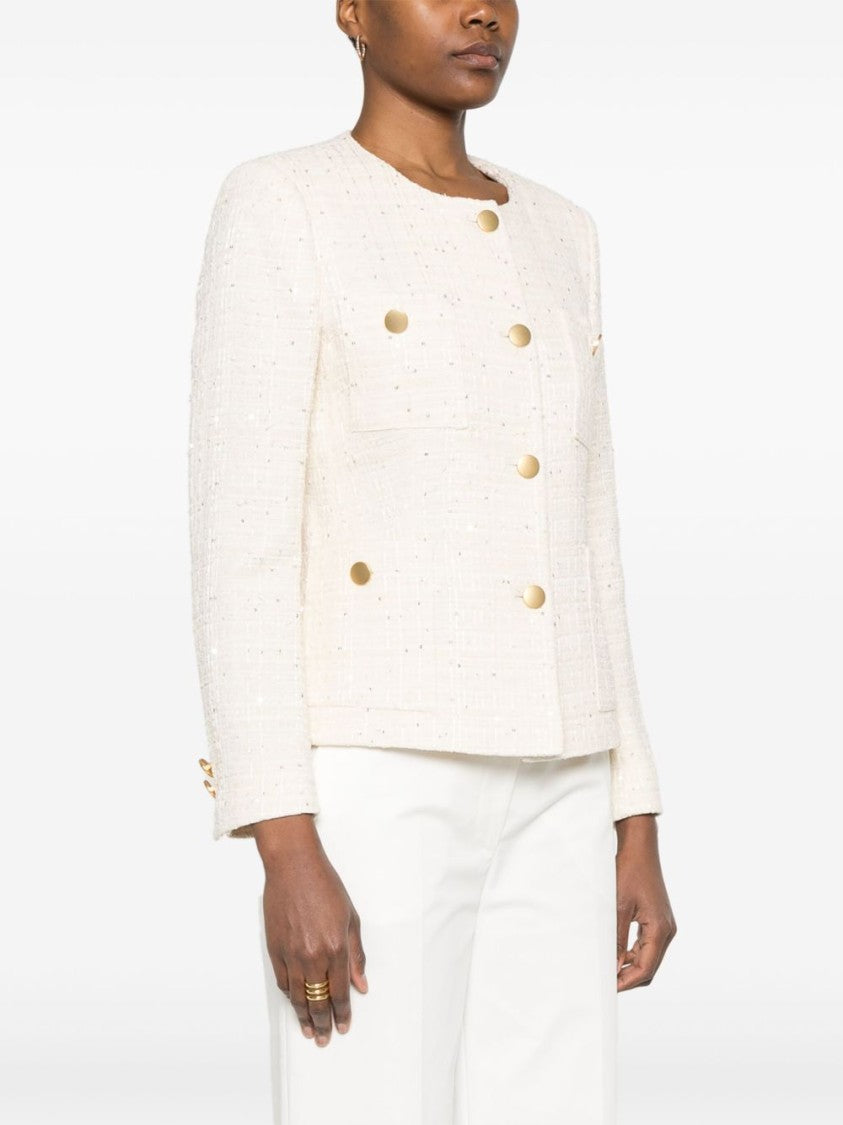 Tagliatore Beige Double-Breasted Jacket With Gold-Tone Buttons