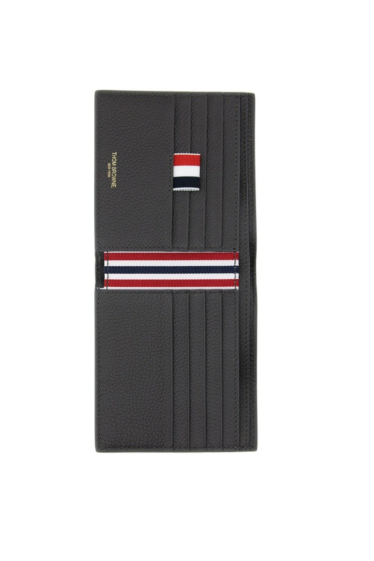 Thom Browne Grey Pebble Grain Leather Slim Bifold Wallet