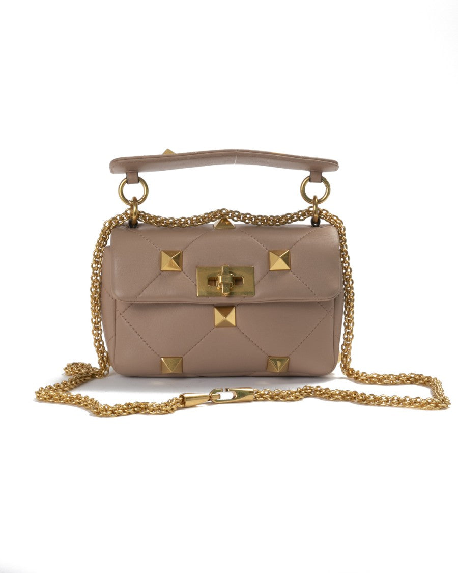 Valentino Pink Roman Stud Small Quilted Leather Shoulder Bag