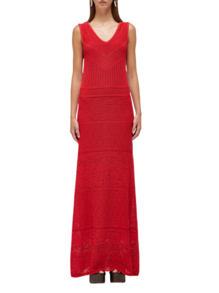 Blugirl Intricate V-Neck Crochet Maxi Dress