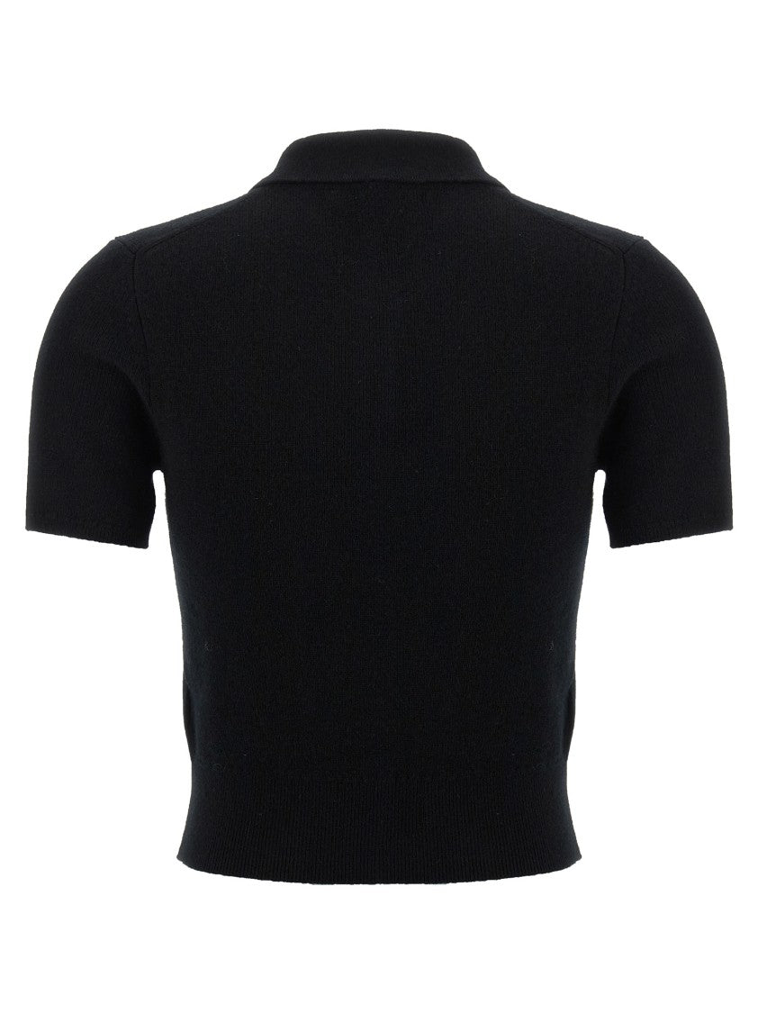 T By Alexander Wang Cropped Wool Cardigan With Polo Collar