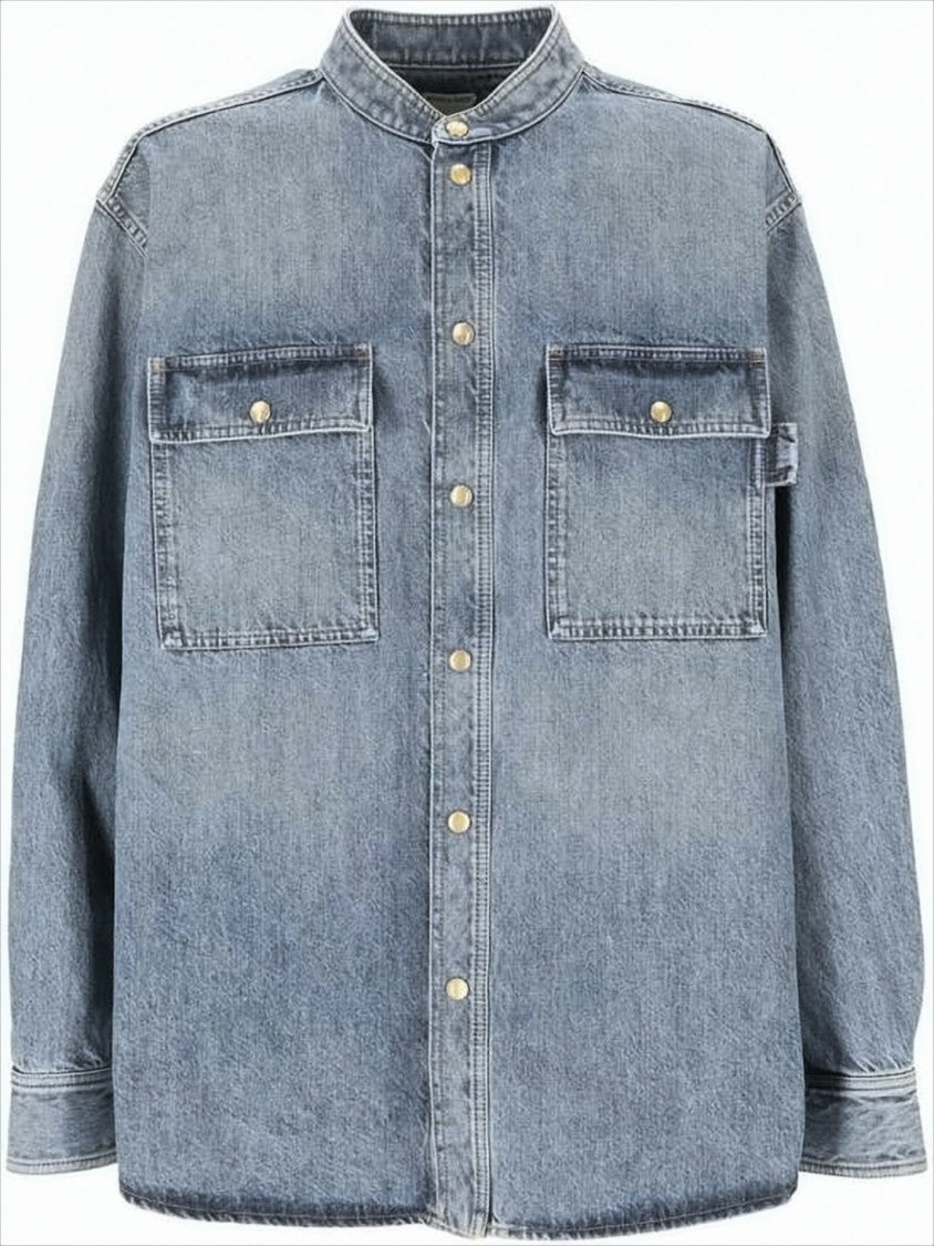 Bottega Veneta Relaxed-Fit Denim Shirt With Band Collar