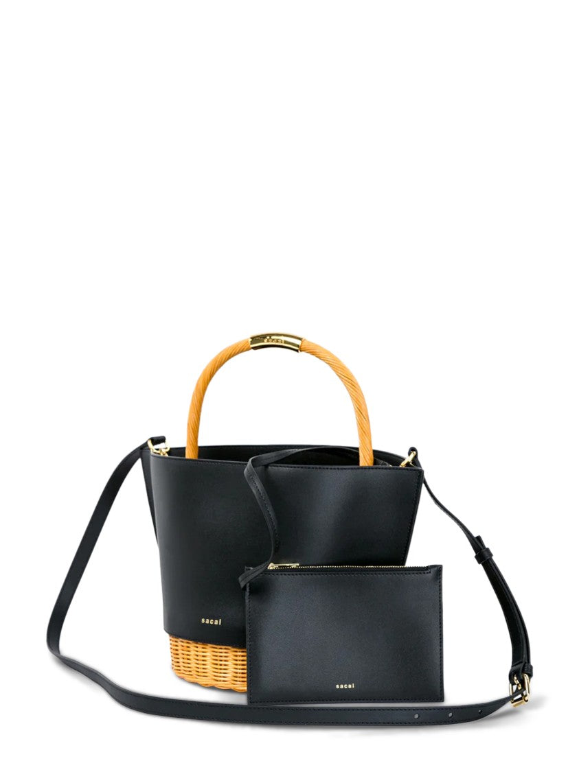 Sacai Medium Leather And Rattan Basket Ba