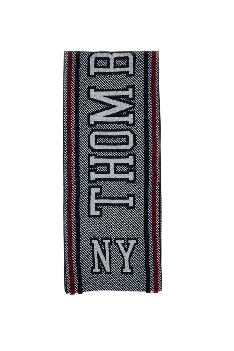 Thom Browne Black Intarsia Logo Virgin Wool Scarf